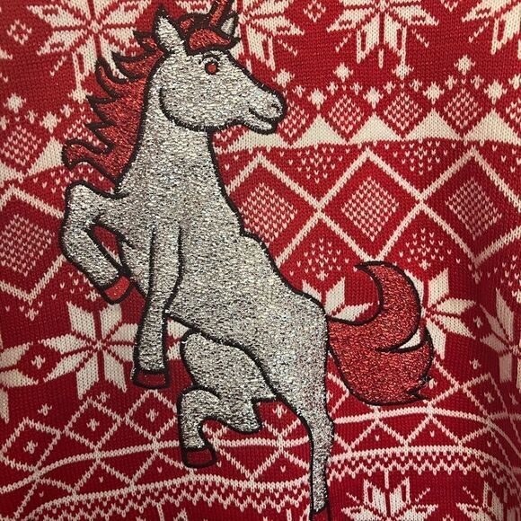NWOT Blizzard Bay women’s Metallic Unicorn Christmas Sweater.  Size Medium. - Picture 3 of 8